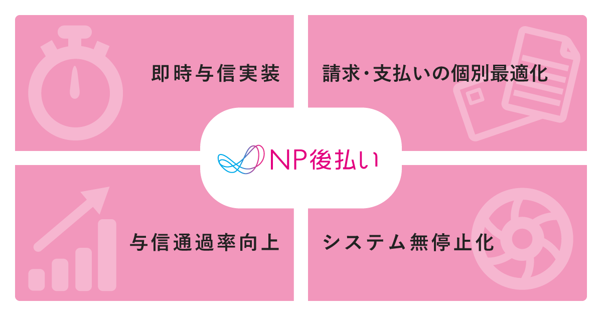 即時与信実装、請求・支払いの個別最適化、与信通貨率向上、システム無停止化